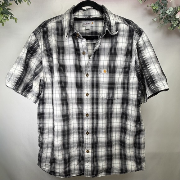 Carhartt Other - Carhartt Mens Relaxed Fit Short Sleeve Button Down Plaid Shirt Black Large